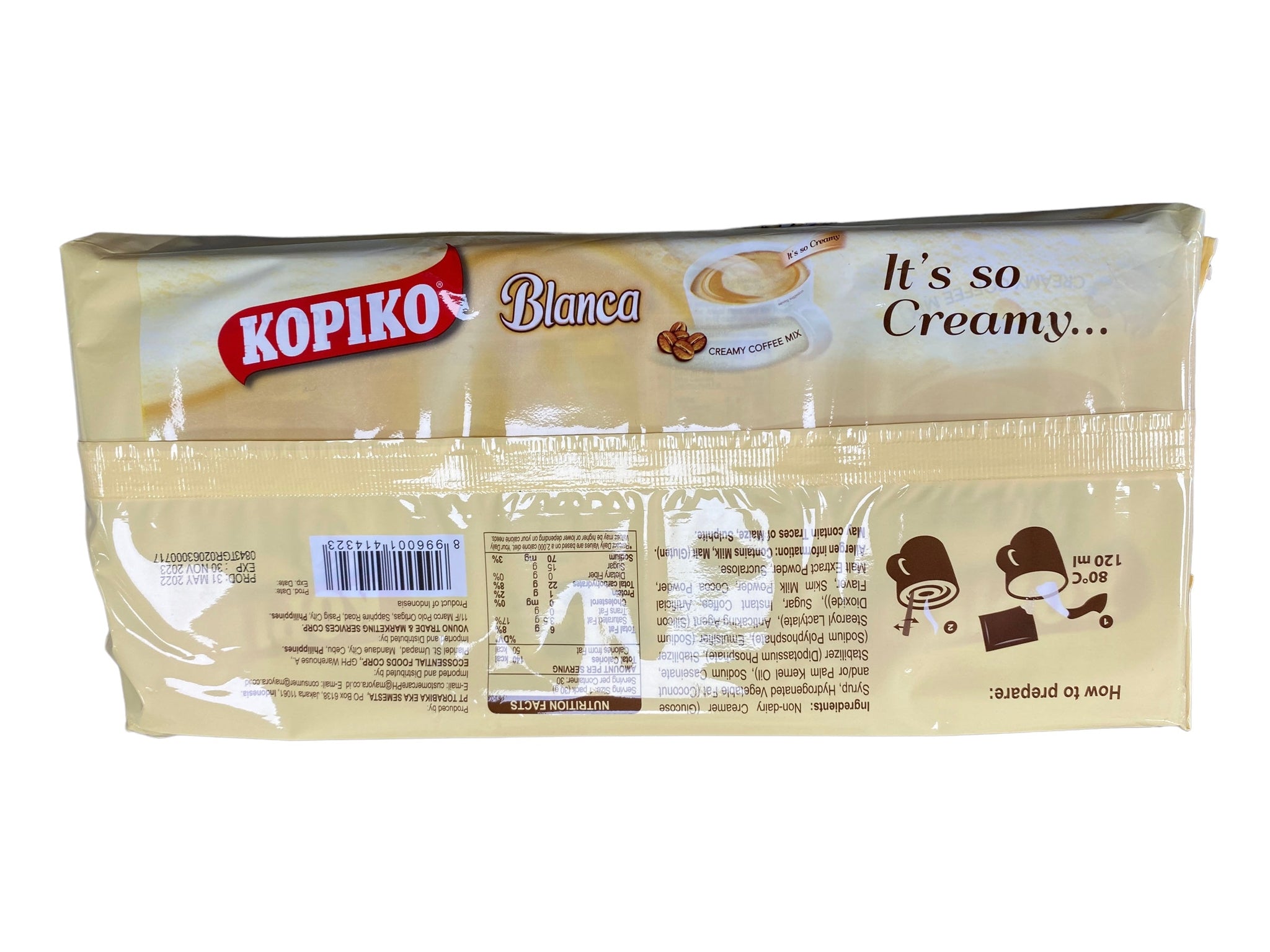 Kopiko Blanca 3 in 1 Creamy Coffee Mix (30 sachets x 30 grams)